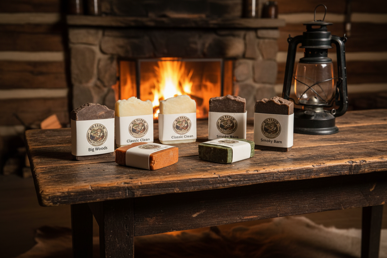 Big PaPaw's Soap Lineup in Rustic Cabin