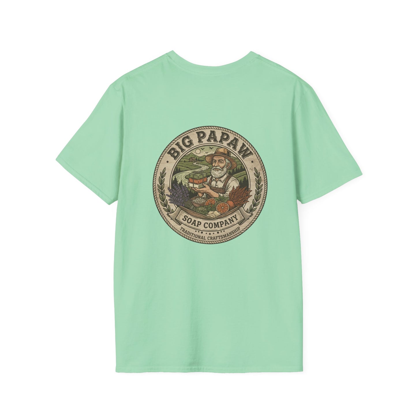 Big Papaw Soap Company logo T-Shirt | Vintage apothecary label graphic