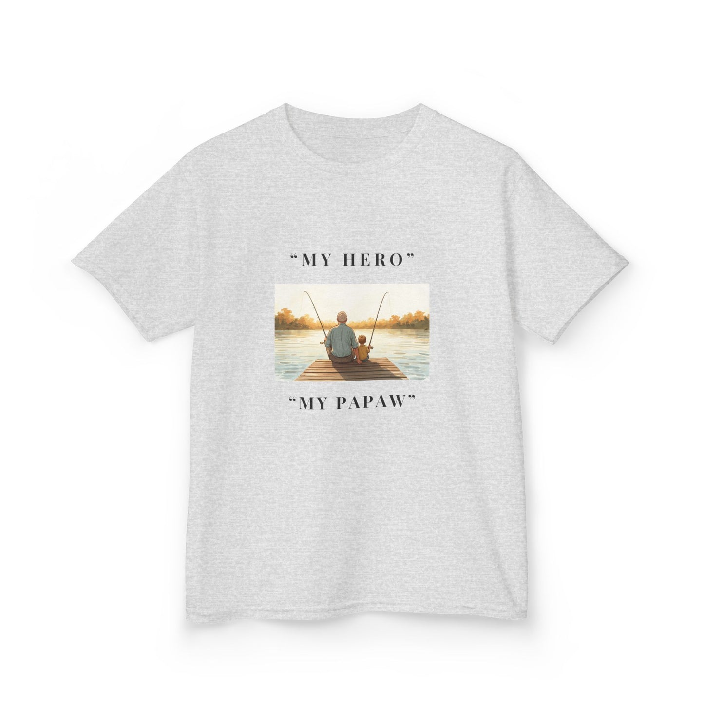 My Papaw My Hero Kids T-shirt | Fishing Boat Sunset, Grandpa Tribute