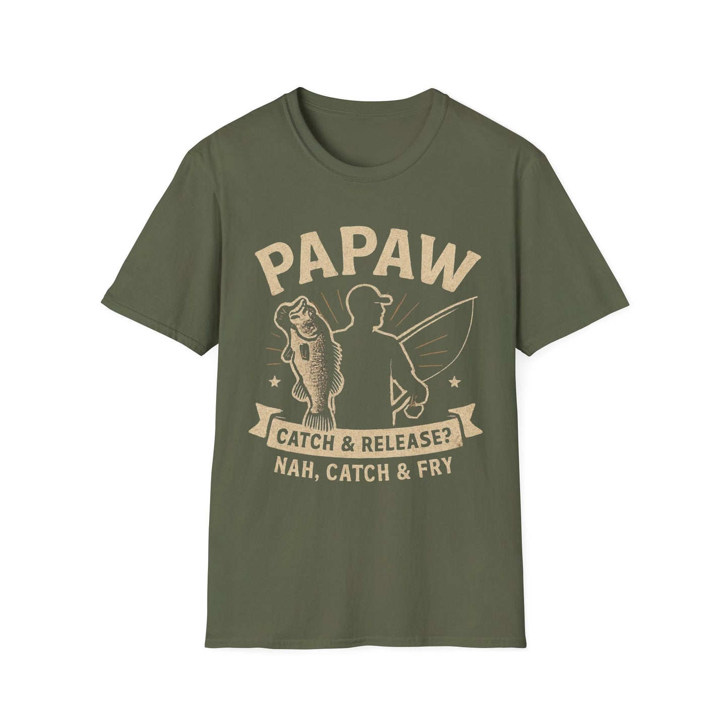 Papaw Fishing Graphic T-Shirt | Catch & Fry Bass Design