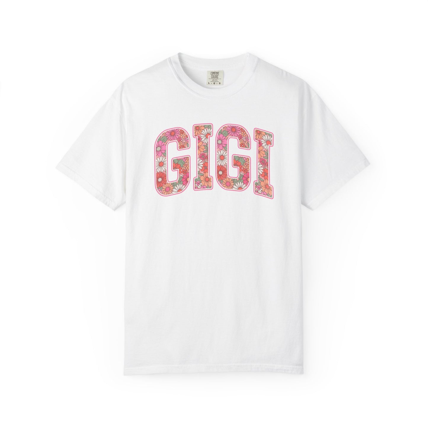 GIGI floral varsity letters T-Shirt | pink daisy name tee