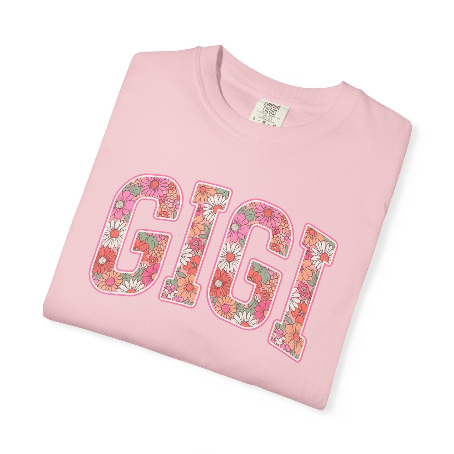 GIGI floral varsity letters T-Shirt | pink daisy name tee