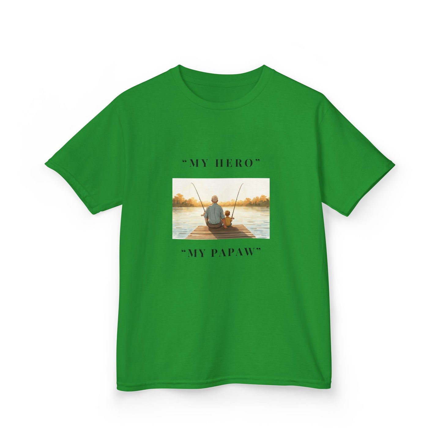 My Papaw My Hero Kids T-shirt | Fishing Boat Sunset, Grandpa Tribute