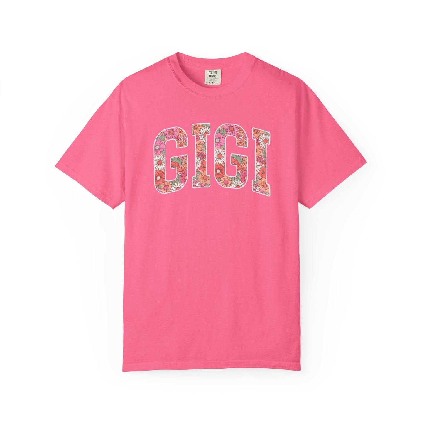 GIGI floral varsity letters T-Shirt | pink daisy name tee