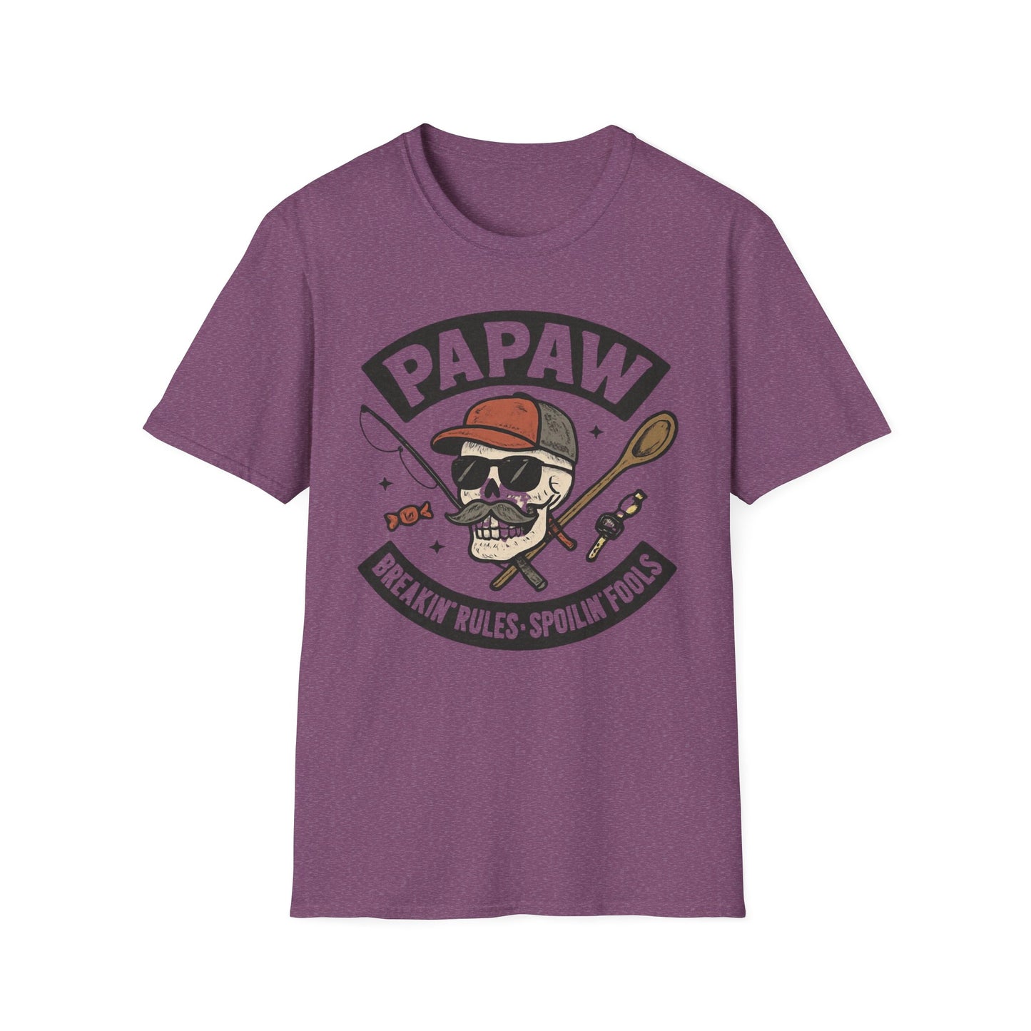 Papaw skull with fishing rod and spoon T-Shirt | Papaw logo tee