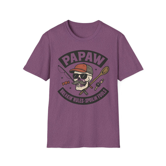 Papaw skull with fishing rod and spoon T-Shirt | Papaw logo tee