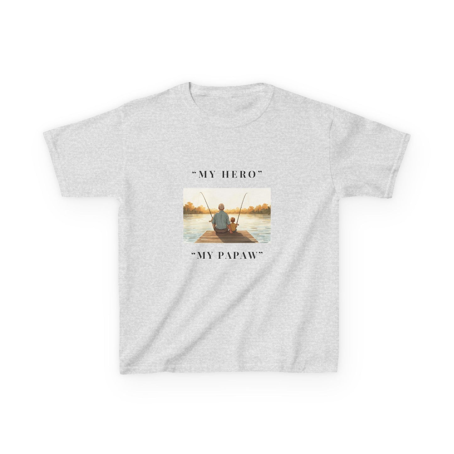 My Papaw My Hero Kids T-shirt | Fishing Boat Sunset, Grandpa Tribute
