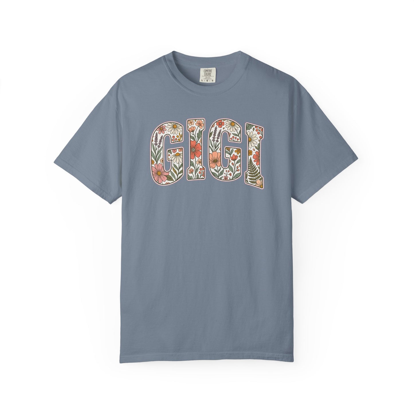 GIGI floral block letters T-Shirt | botanical name shirt