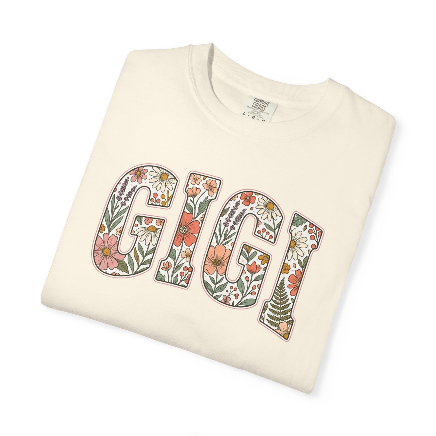 GIGI floral block letters T-Shirt | botanical name shirt