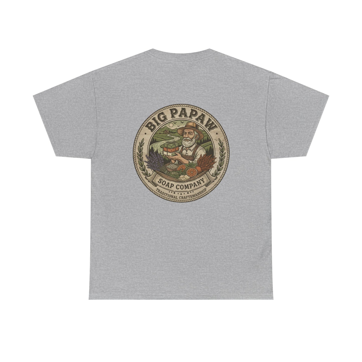 Big Papaw Soap Company Logo Tee | Vintage Barber Shop Label T-Shirt