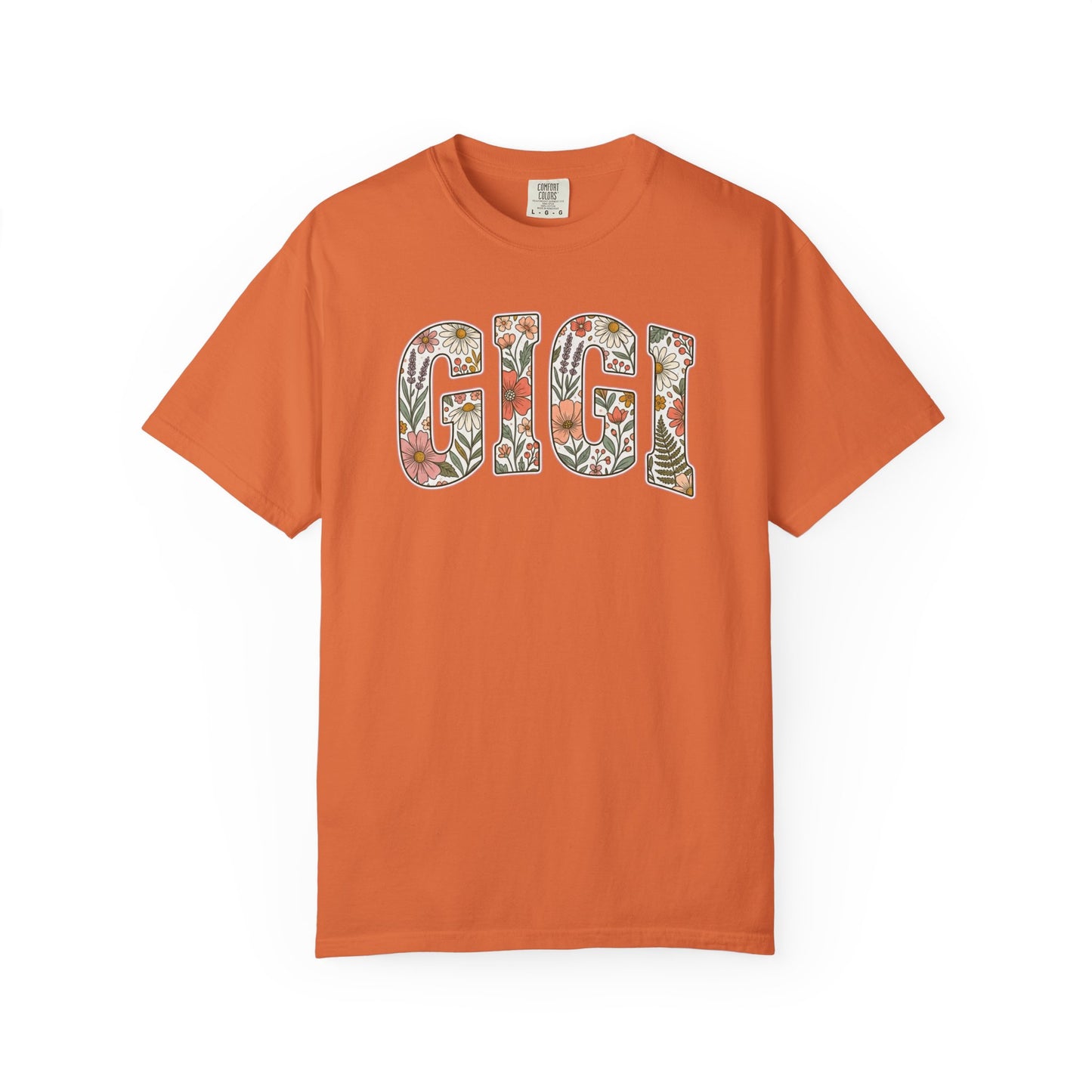 GIGI floral block letters T-Shirt | botanical name shirt