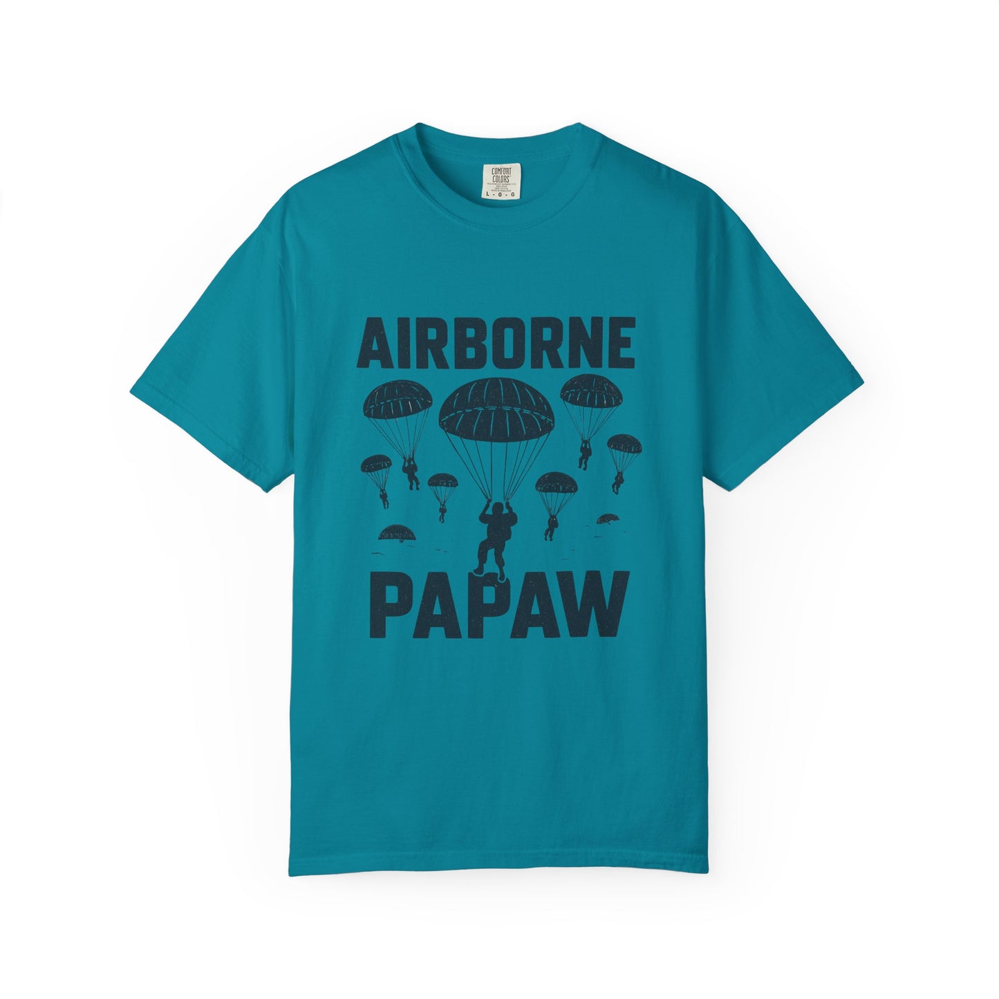 Airborne Papaw T-shirt | Parachute Silhouette Dad Grandpa Military Theme