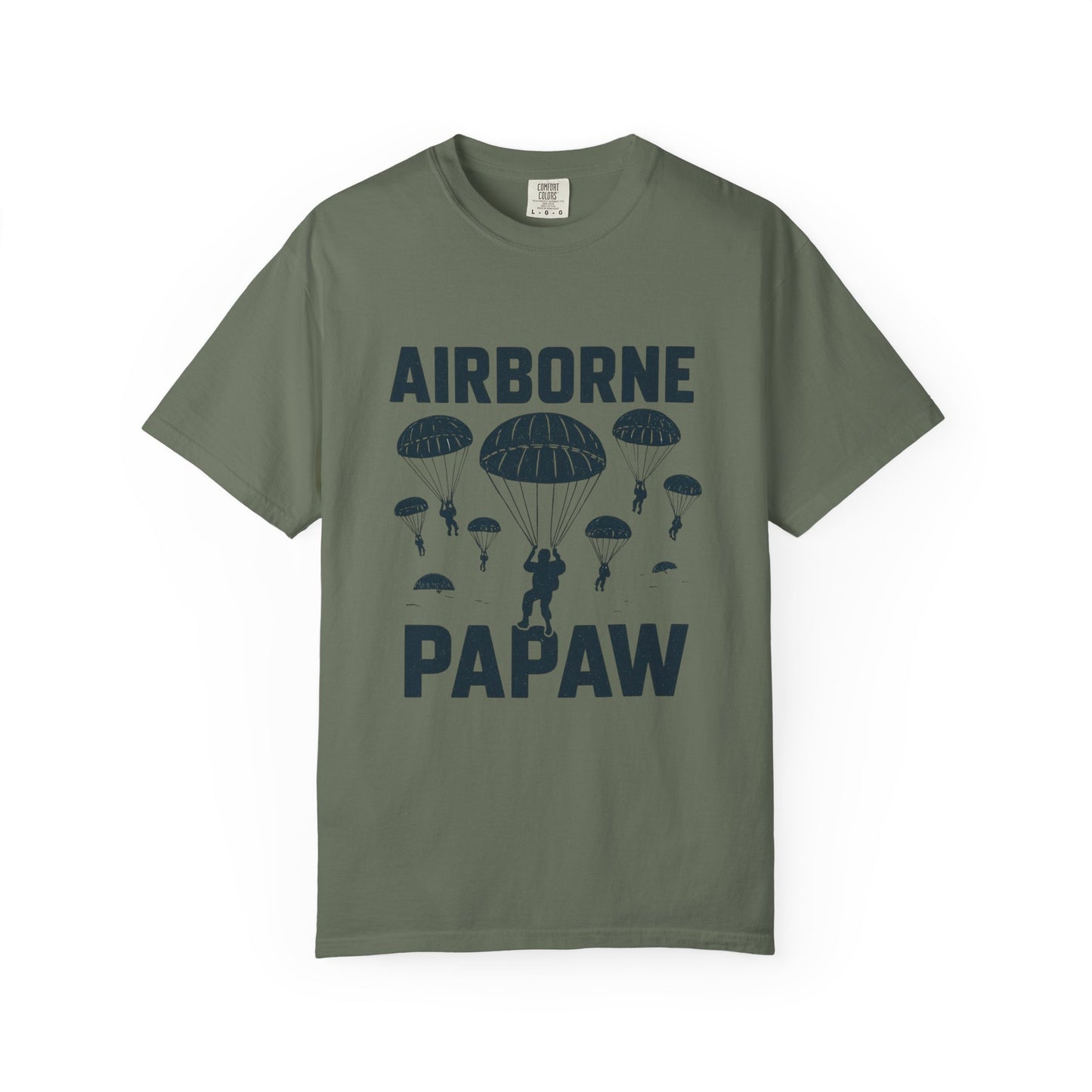 Airborne Papaw T-shirt | Parachute Silhouette Dad Grandpa Military Theme