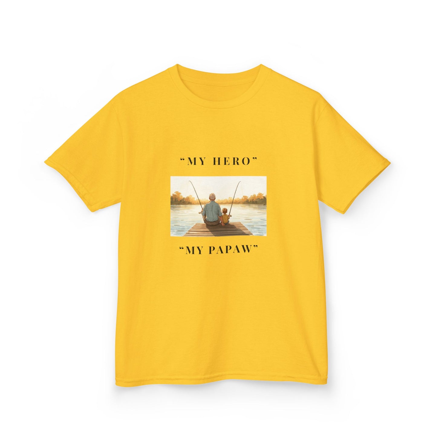 My Papaw My Hero Kids T-shirt | Fishing Boat Sunset, Grandpa Tribute