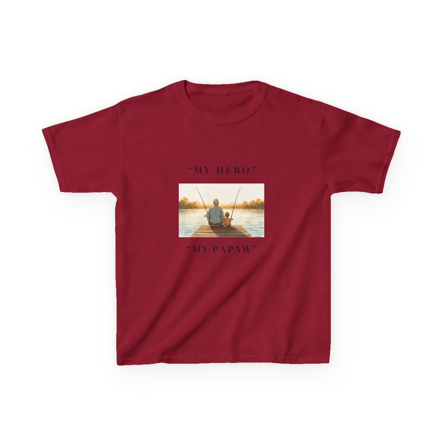 My Papaw My Hero Kids T-shirt | Fishing Boat Sunset, Grandpa Tribute