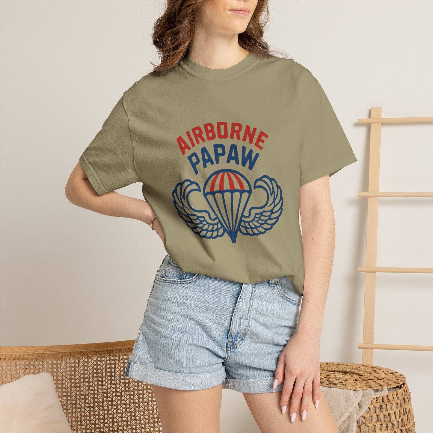 Airborne Papaw Parachute Wings T-shirt | Military Grandpa Veteran Tee