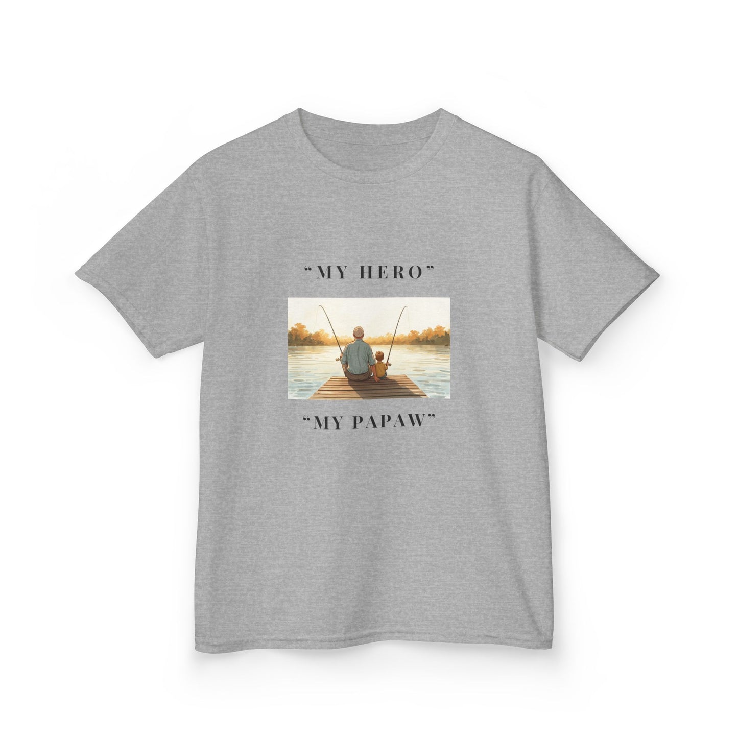 My Papaw My Hero Kids T-shirt | Fishing Boat Sunset, Grandpa Tribute