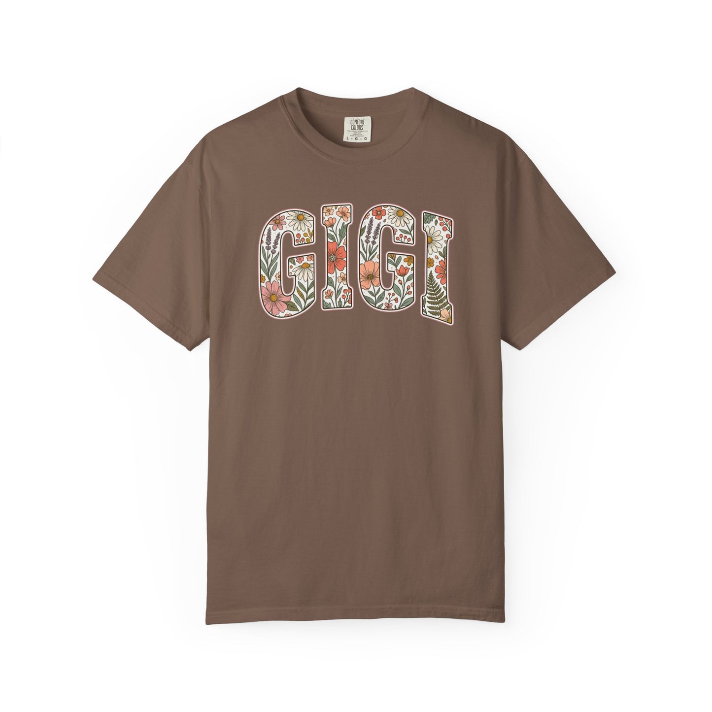 GIGI floral block letters T-Shirt | botanical name shirt
