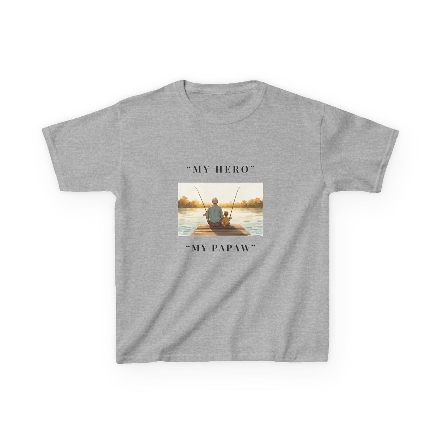 My Papaw My Hero Kids T-shirt | Fishing Boat Sunset, Grandpa Tribute