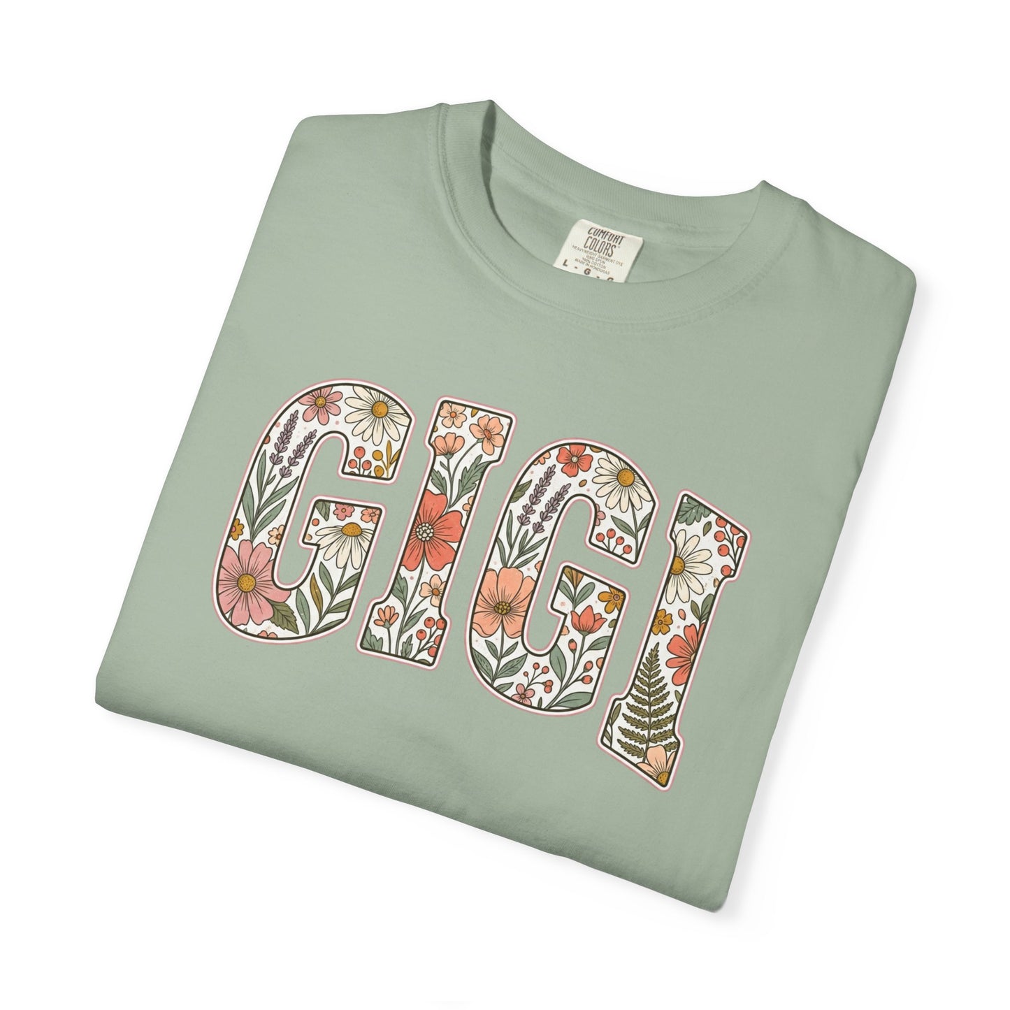 GIGI floral block letters T-Shirt | botanical name shirt