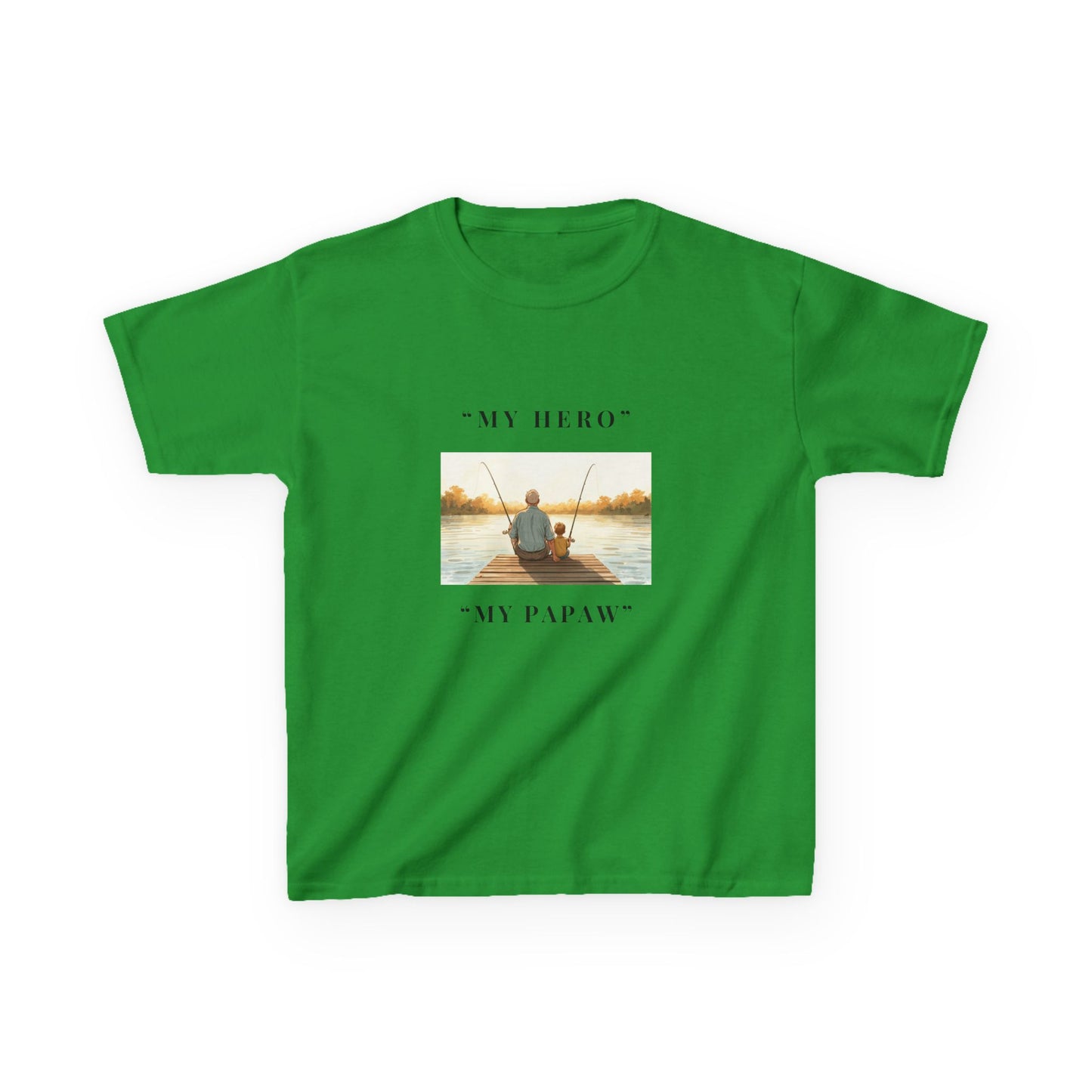 My Papaw My Hero Kids T-shirt | Fishing Boat Sunset, Grandpa Tribute