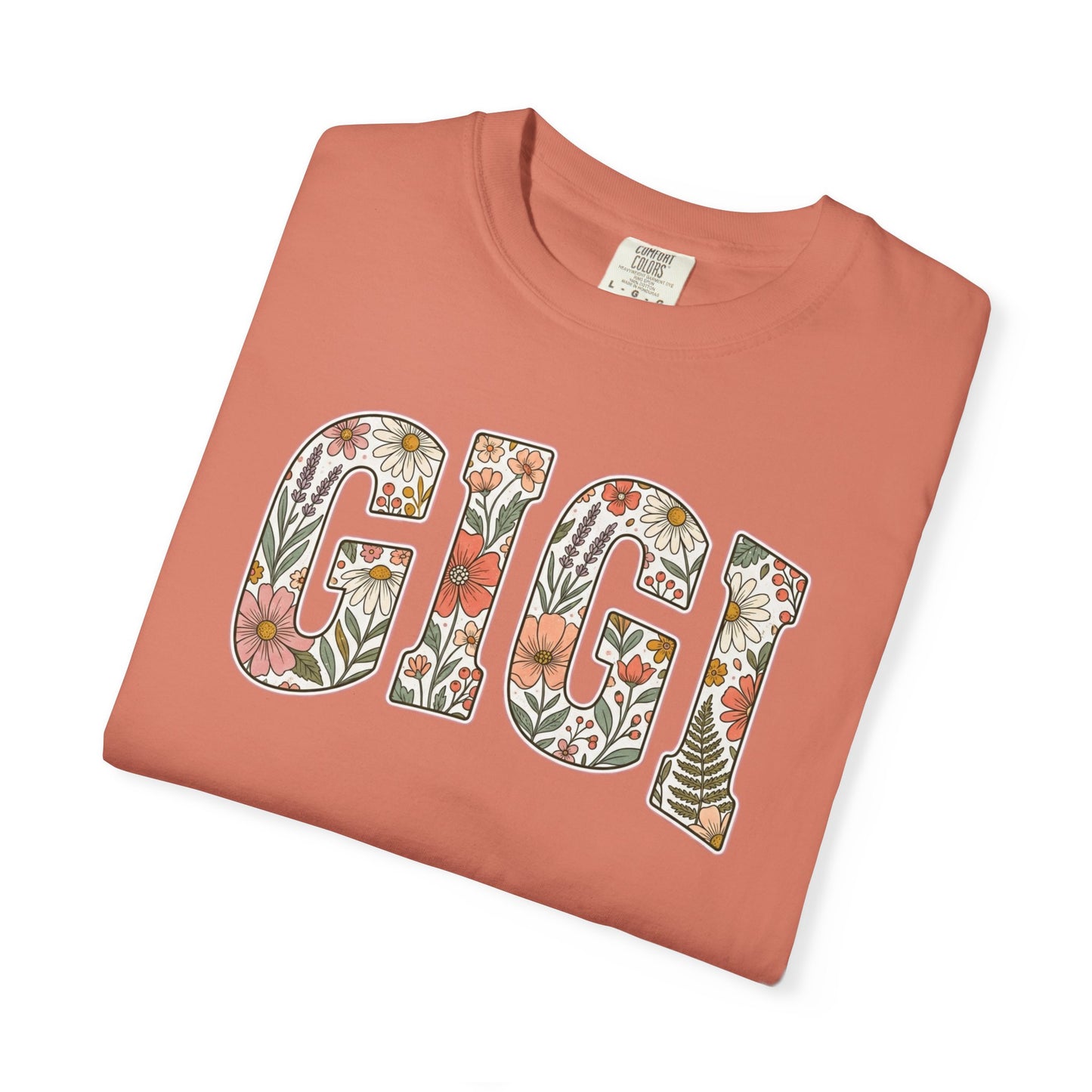 GIGI floral block letters T-Shirt | botanical name shirt