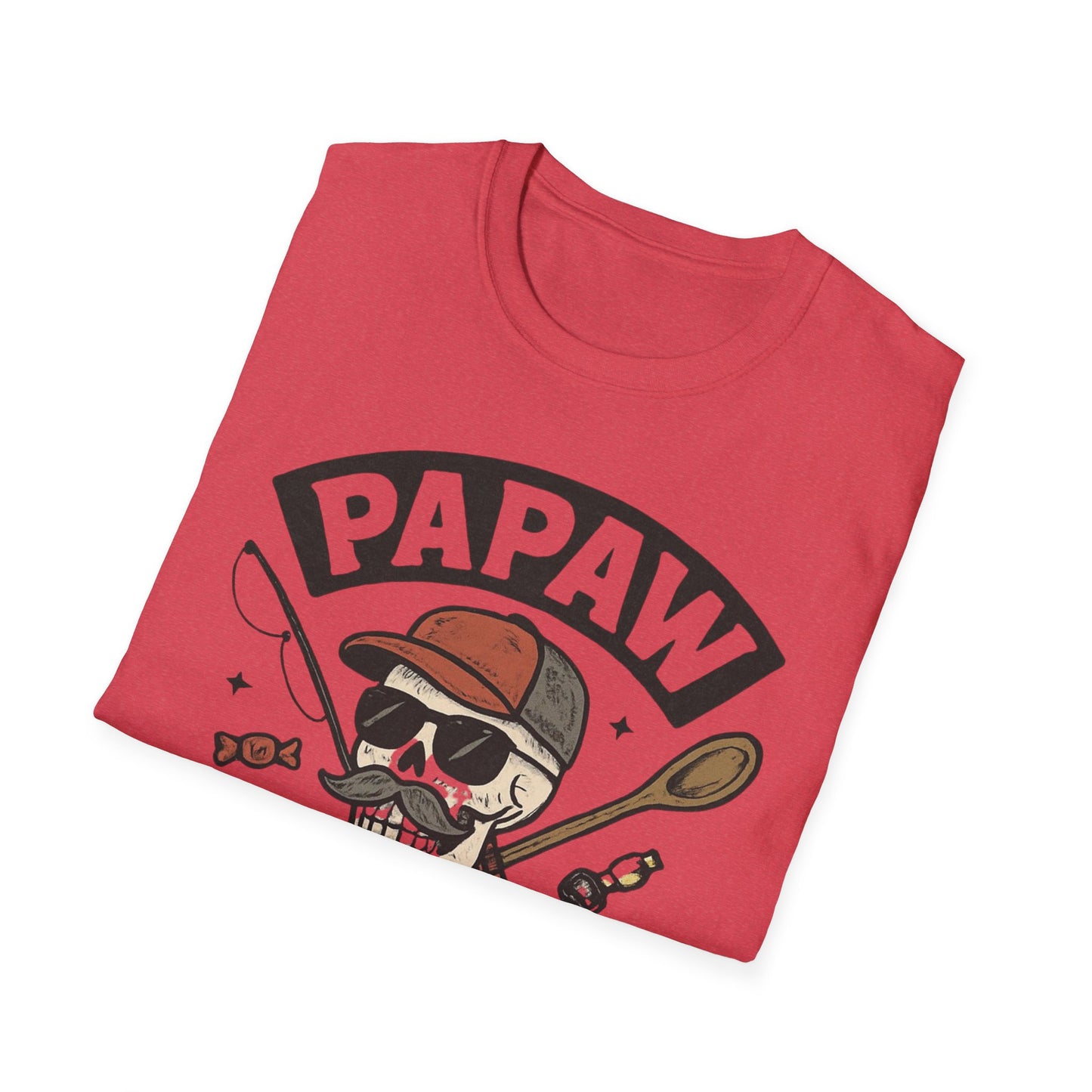 Papaw skull with fishing rod and spoon T-Shirt | Papaw logo tee
