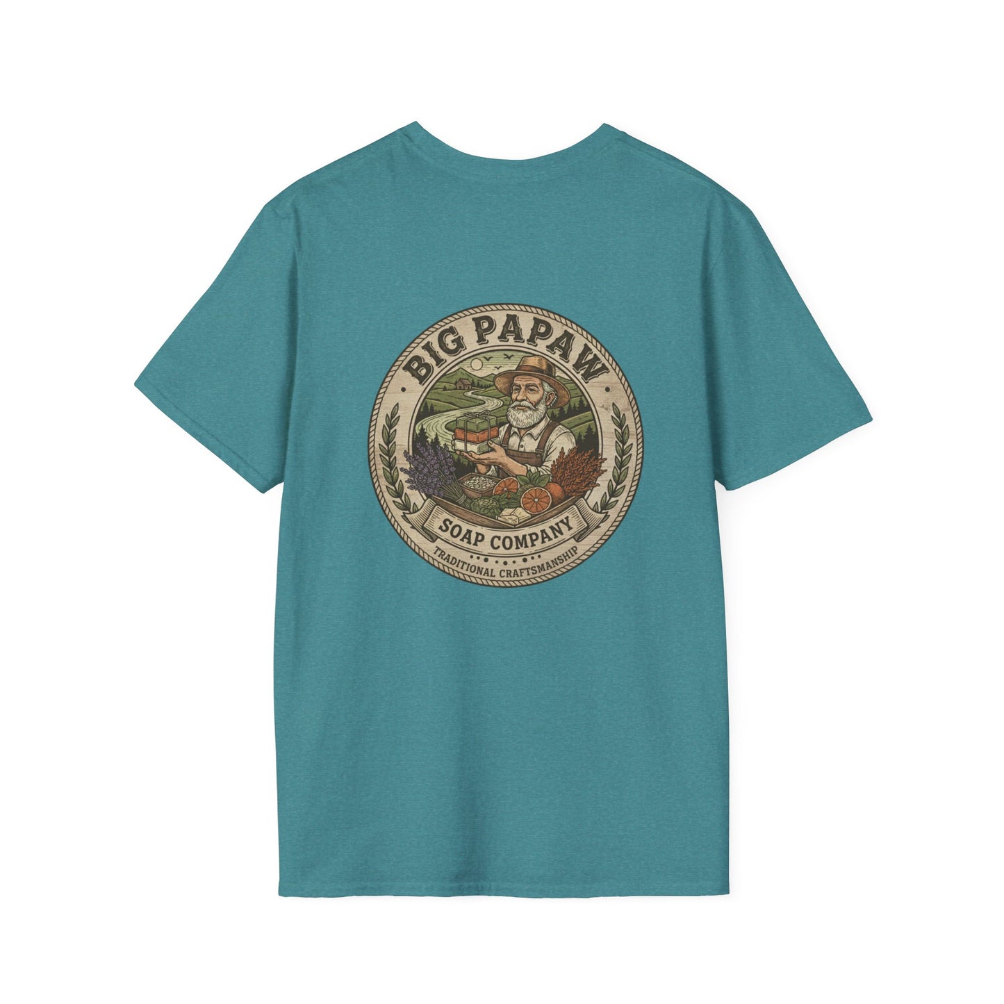 Big Papaw Soap Company logo T-Shirt | Vintage apothecary label graphic
