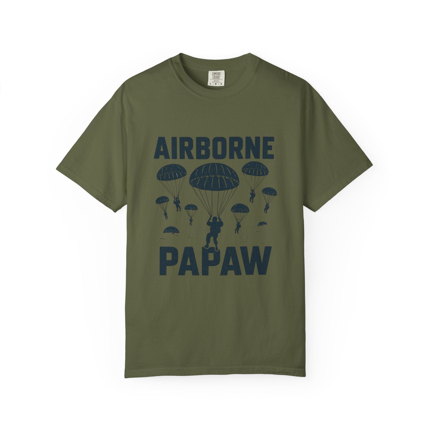 Airborne Papaw T-shirt | Parachute Silhouette Dad Grandpa Military Theme