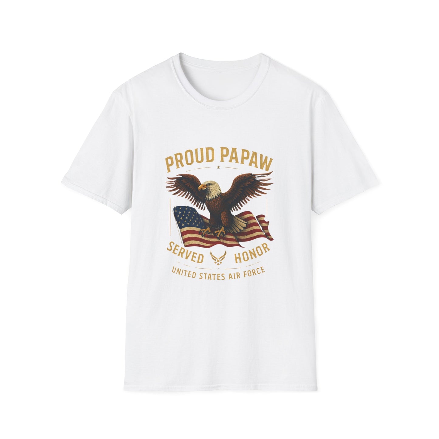 Proud Papaw Eagle with American Flag T-Shirt | Served with Honor, Air Force Theme