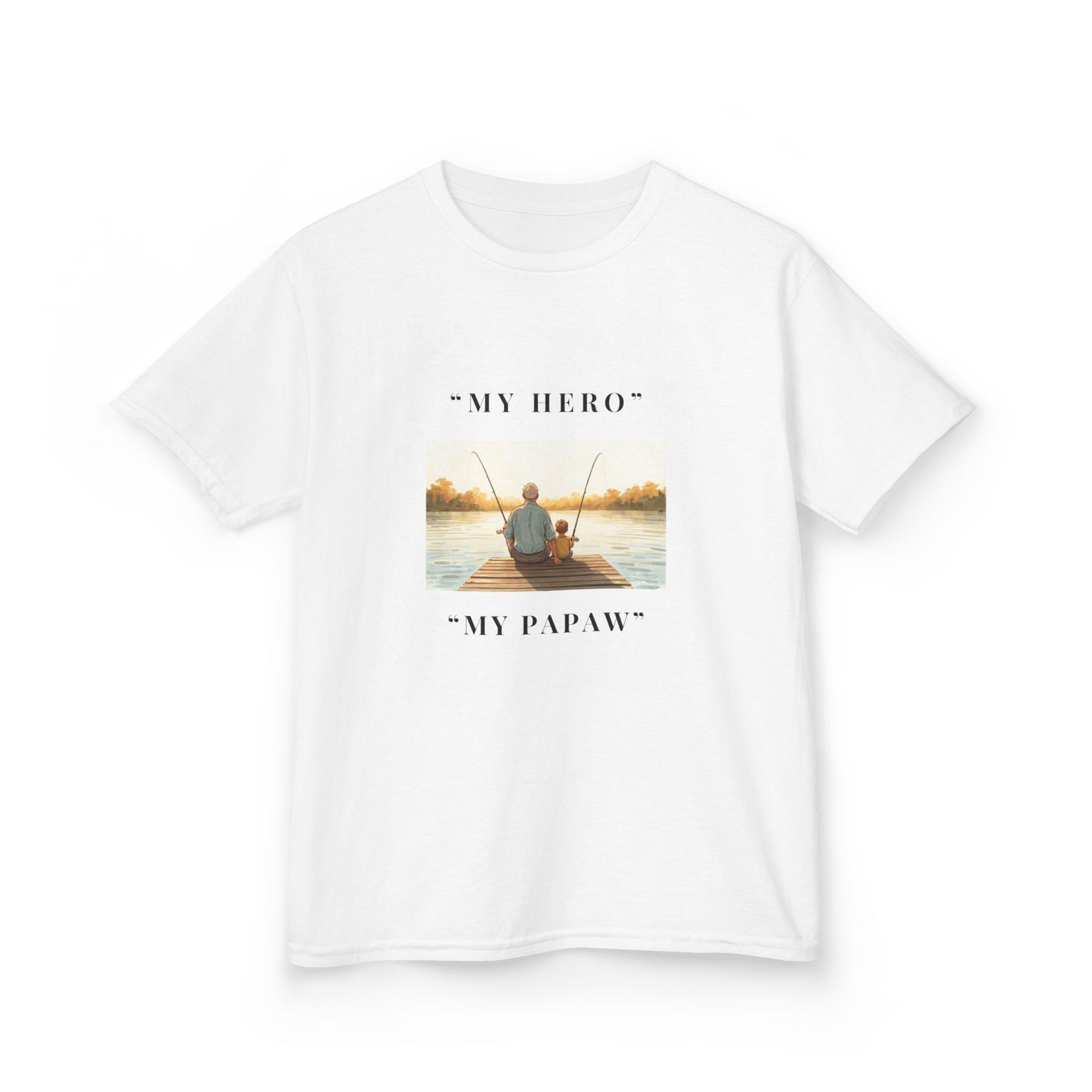 My Papaw My Hero Kids T-shirt | Fishing Boat Sunset, Grandpa Tribute
