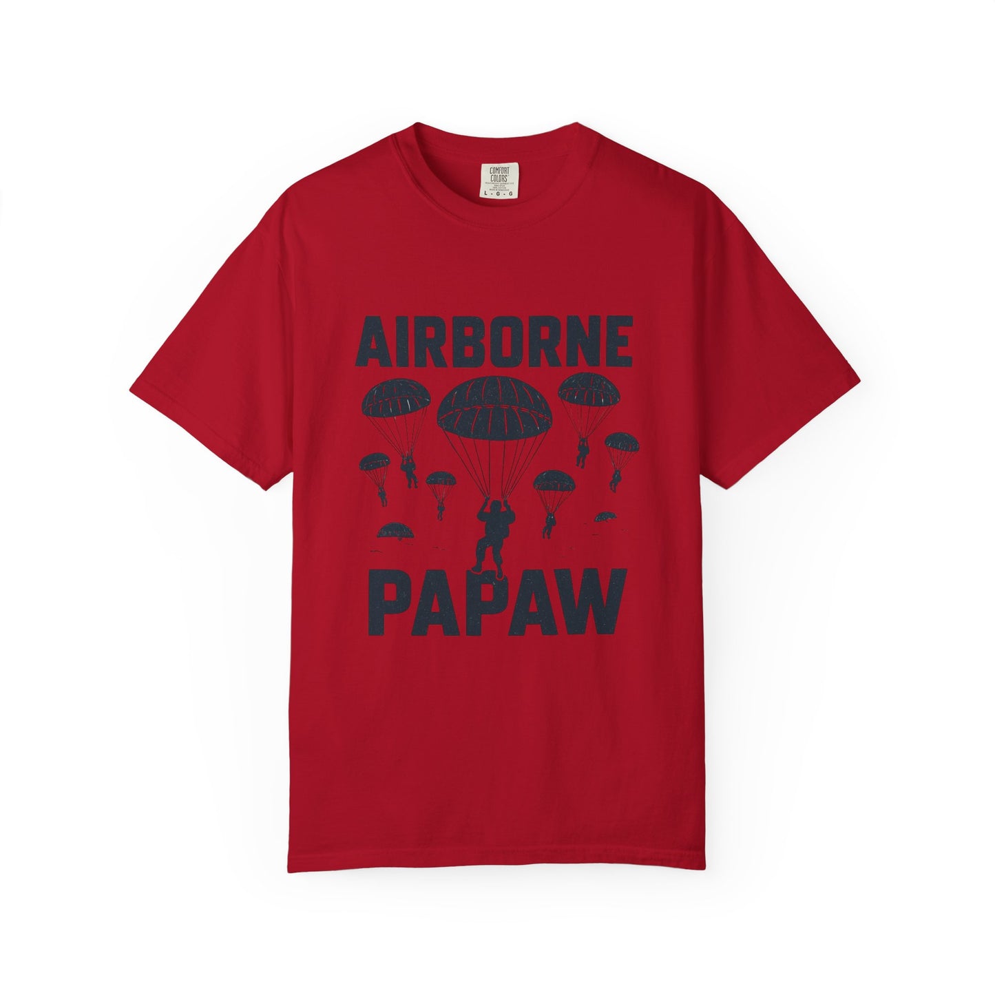 Airborne Papaw T-shirt | Parachute Silhouette Dad Grandpa Military Theme