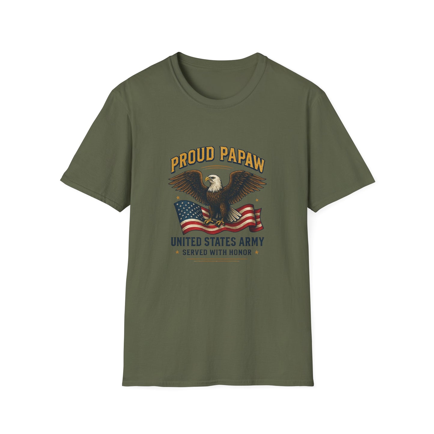 Proud Papaw Eagle United States Army T-Shirt | Patriotic Flag Veteran Tee