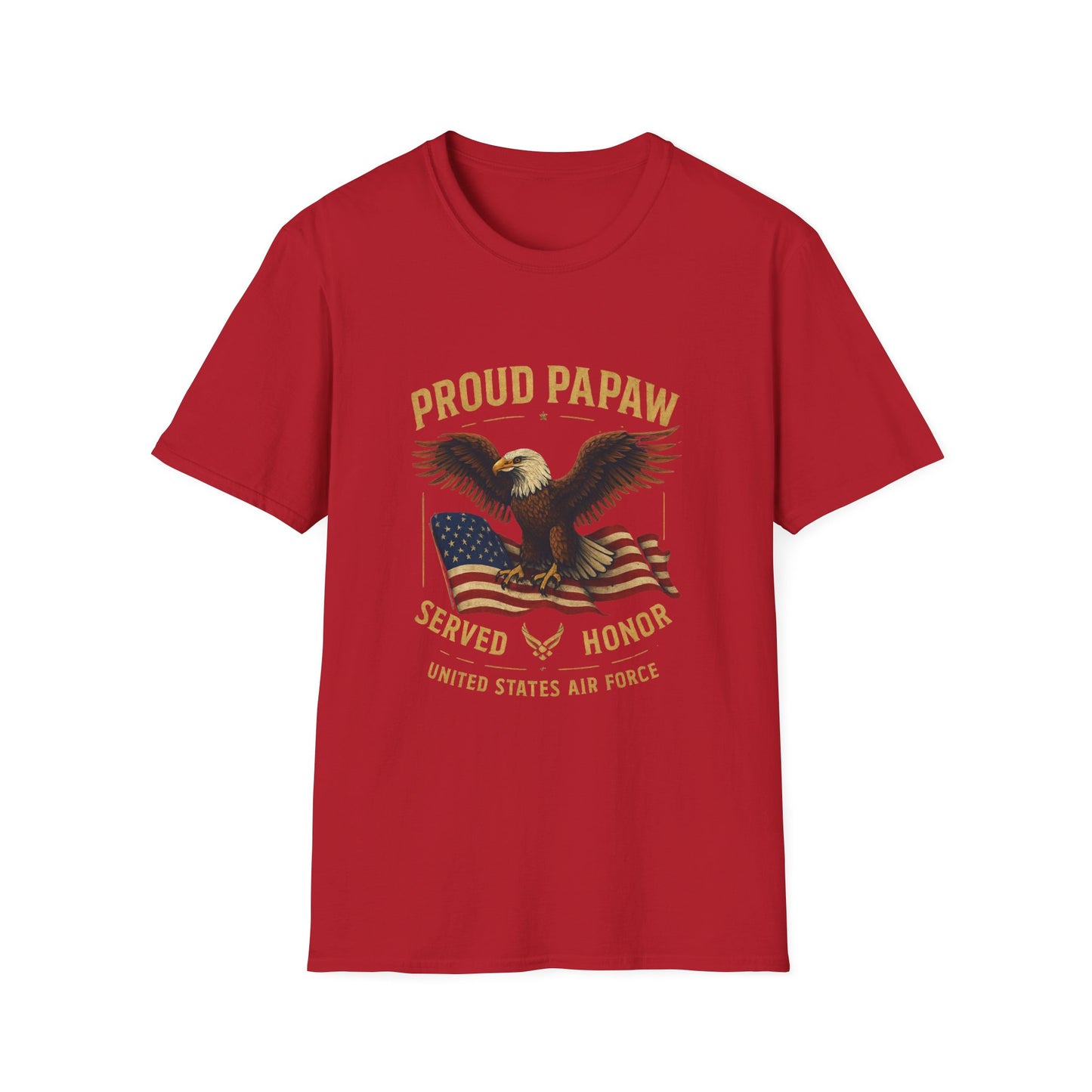 Proud Papaw Eagle with American Flag T-Shirt | Served with Honor, Air Force Theme