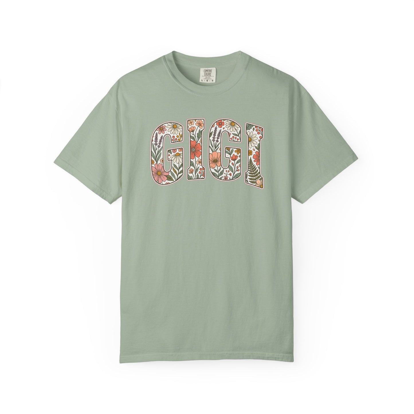 GIGI floral block letters T-Shirt | botanical name shirt