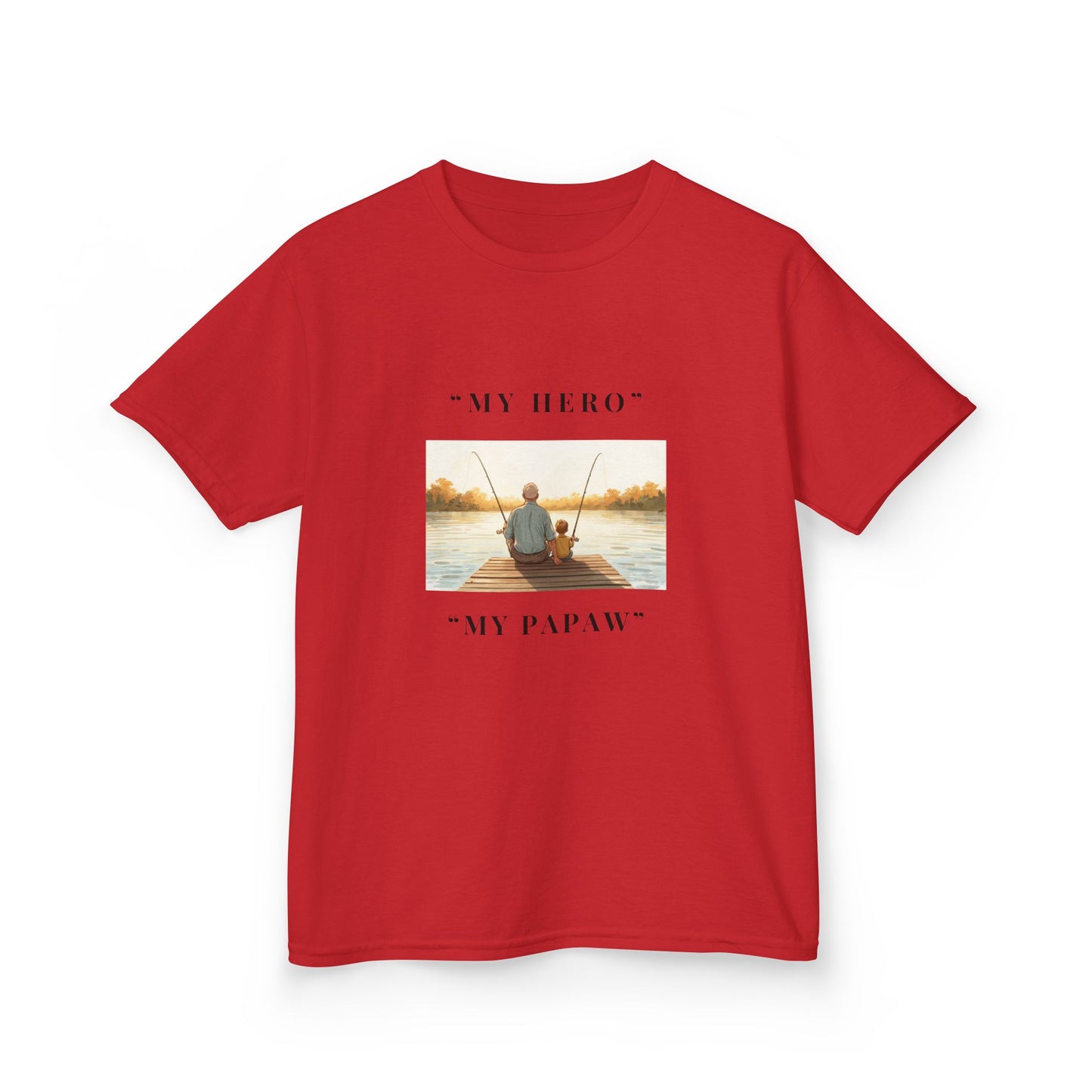 My Papaw My Hero Kids T-shirt | Fishing Boat Sunset, Grandpa Tribute