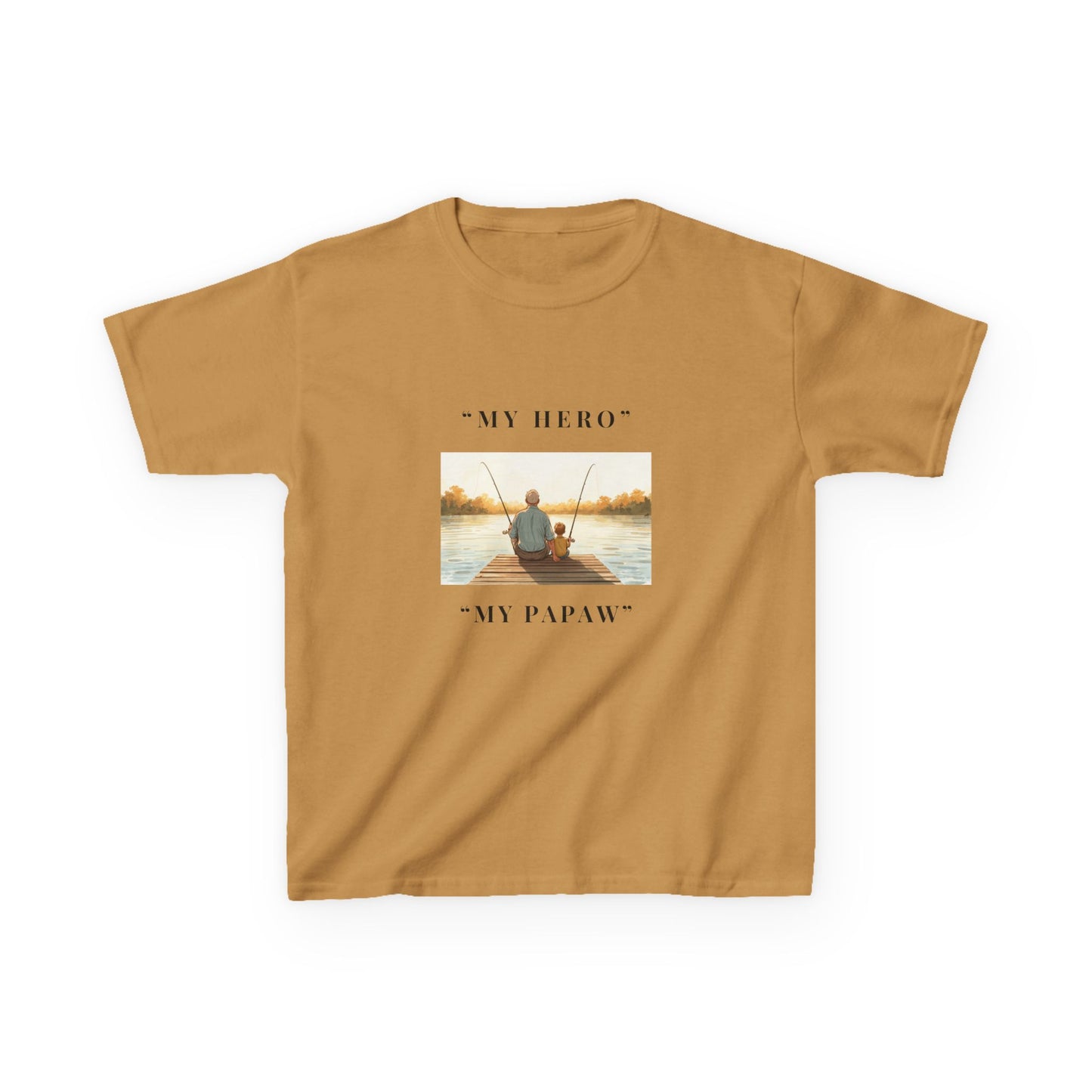 My Papaw My Hero Kids T-shirt | Fishing Boat Sunset, Grandpa Tribute