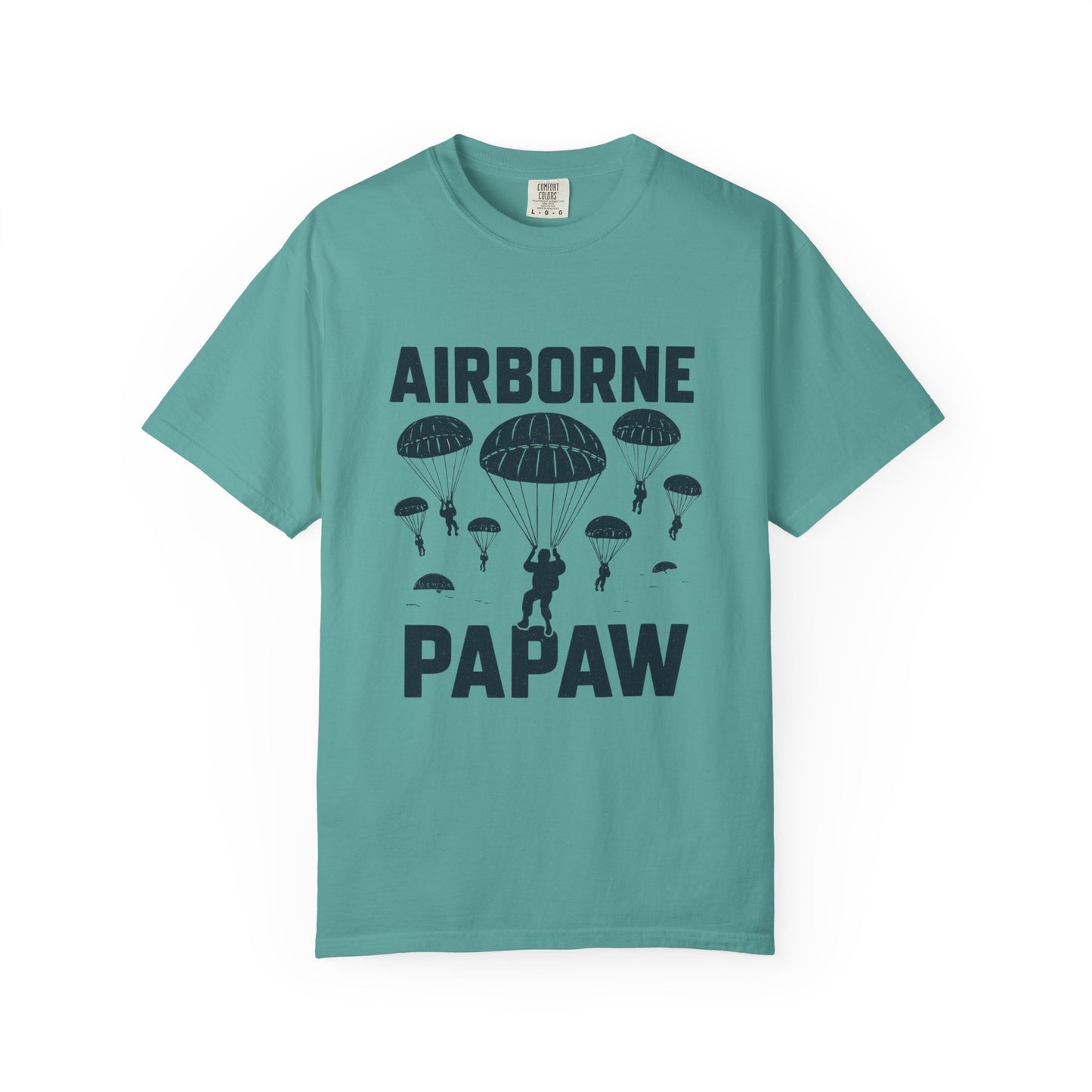 Airborne Papaw T-shirt | Parachute Silhouette Dad Grandpa Military Theme