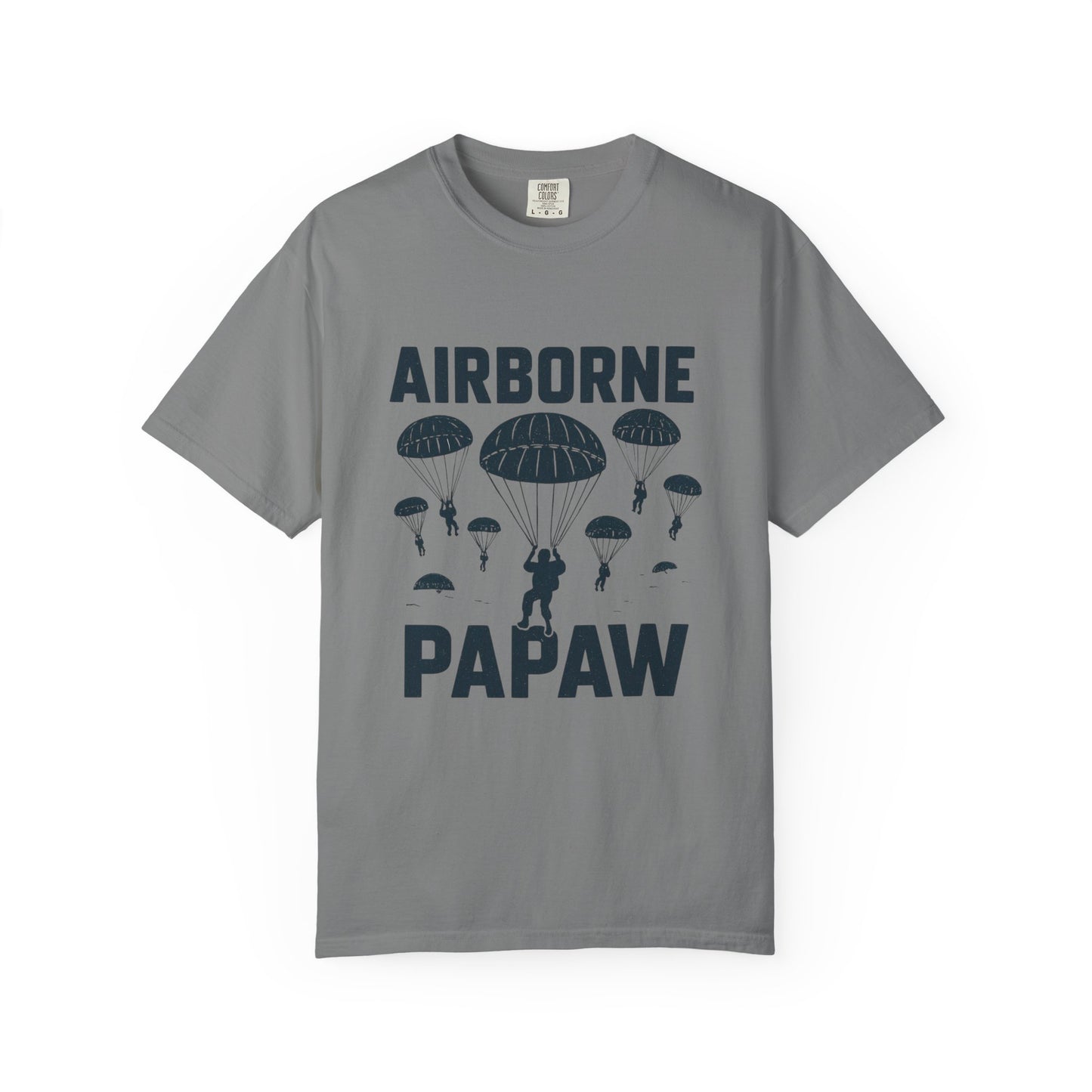 Airborne Papaw T-shirt | Parachute Silhouette Dad Grandpa Military Theme