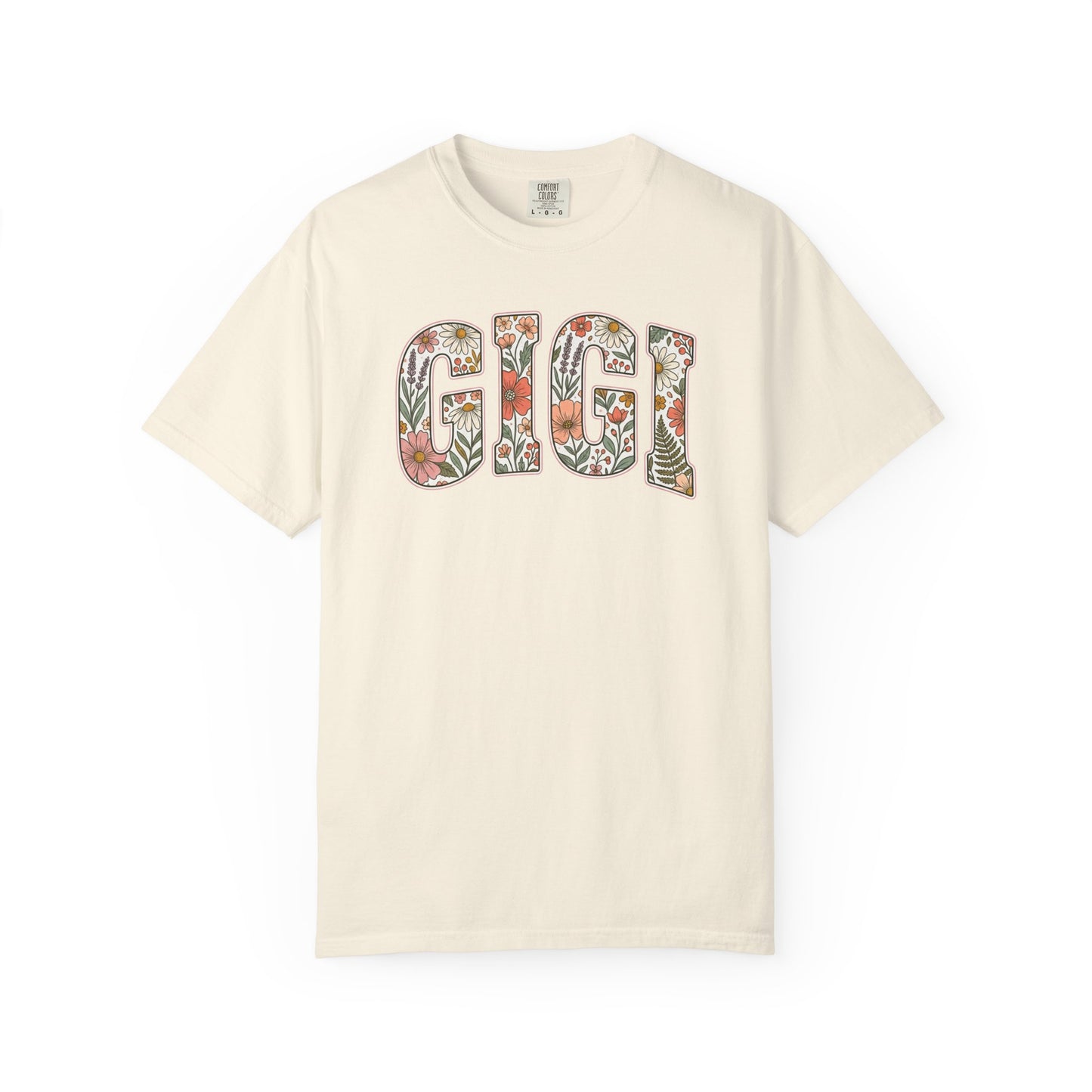 GIGI floral block letters T-Shirt | botanical name shirt