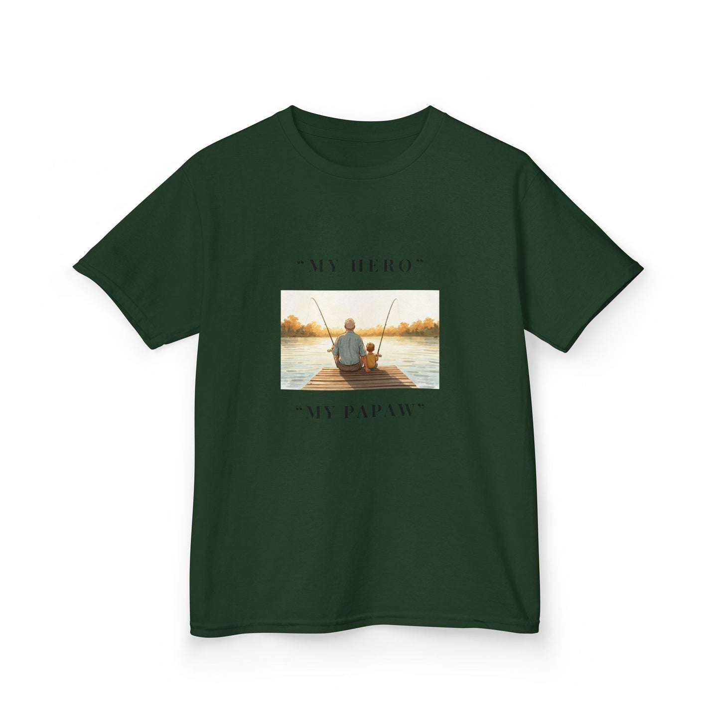 My Papaw My Hero Kids T-shirt | Fishing Boat Sunset, Grandpa Tribute