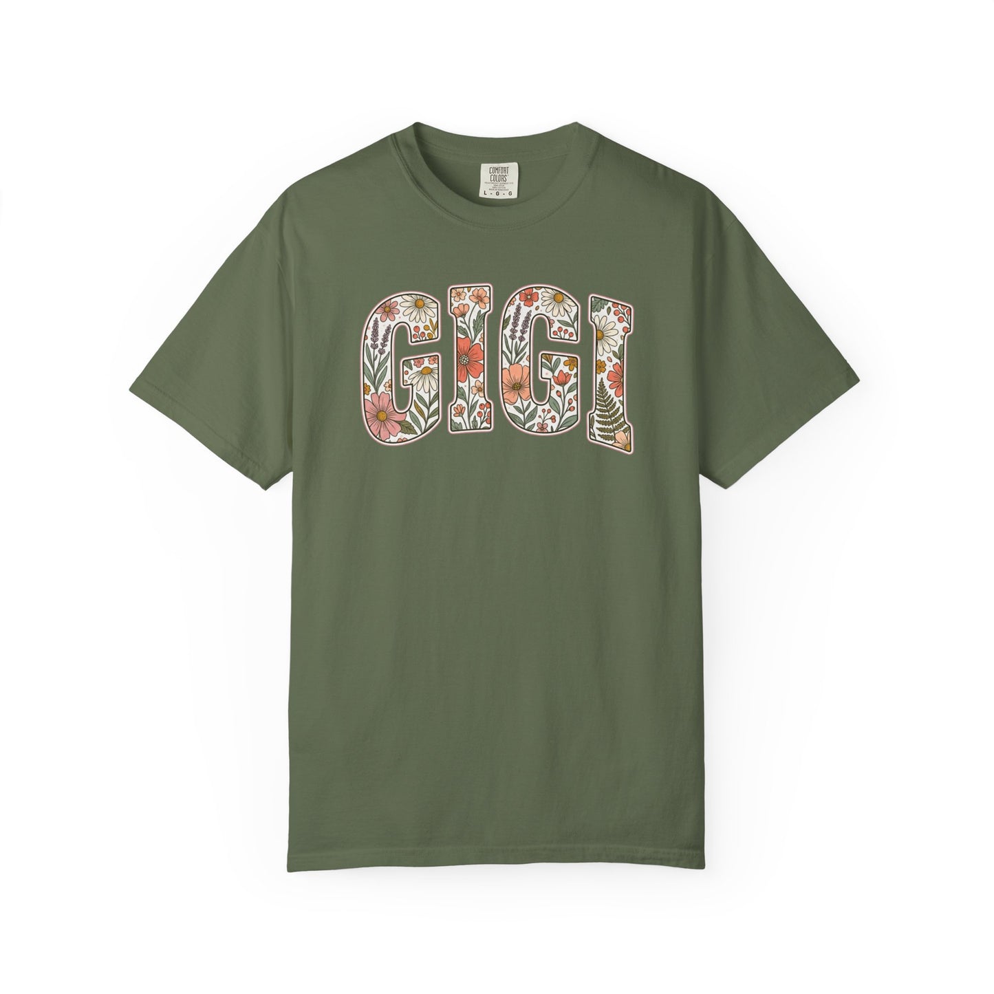 GIGI floral block letters T-Shirt | botanical name shirt