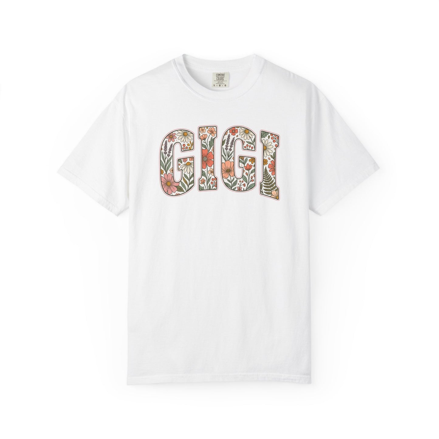 GIGI floral block letters T-Shirt | botanical name shirt