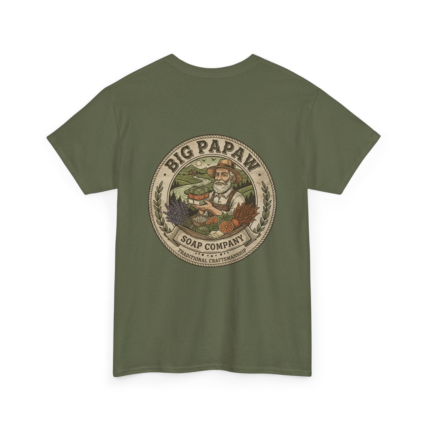 Big Papaw Soap Company Logo Tee | Vintage Barber Shop Label T-Shirt