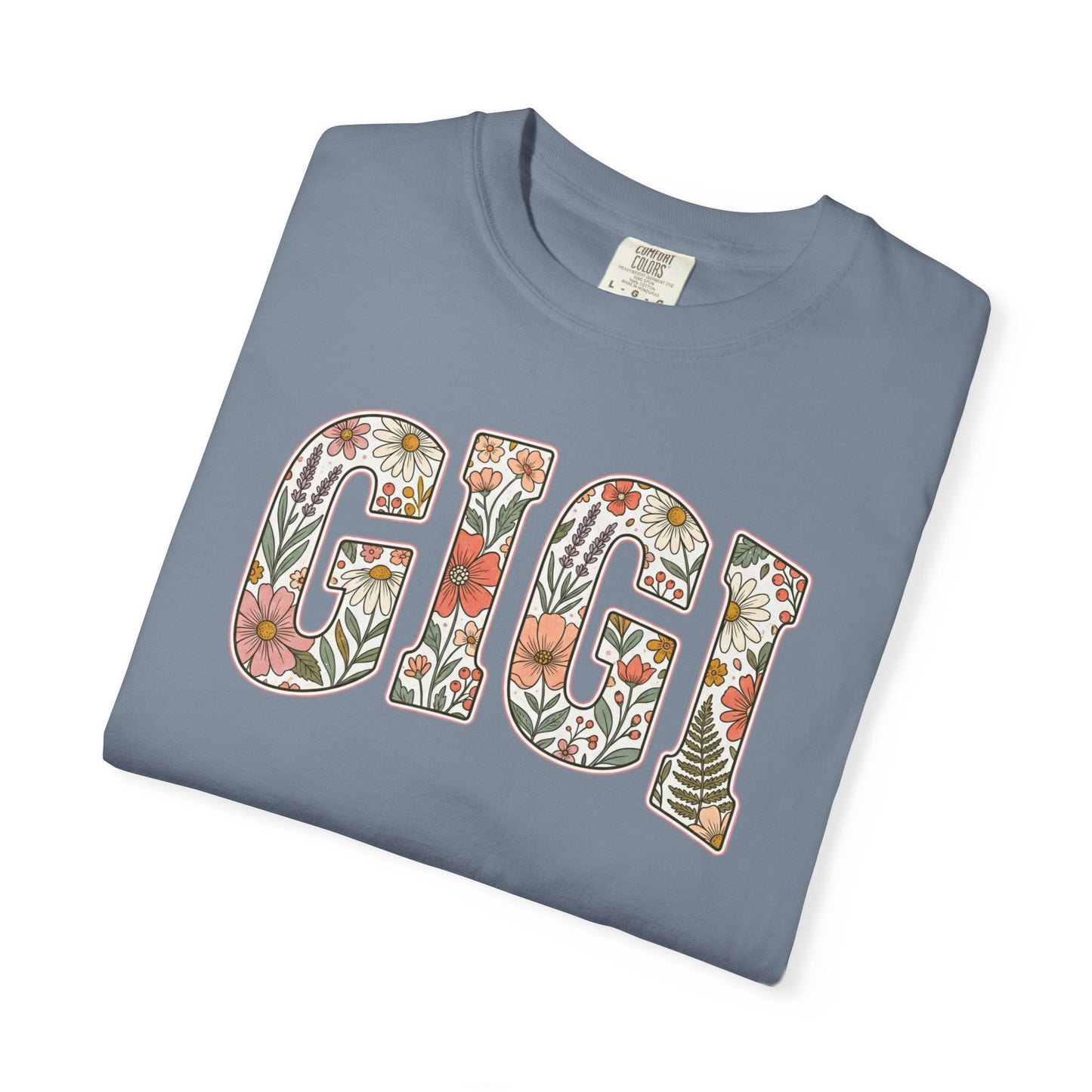 GIGI floral block letters T-Shirt | botanical name shirt
