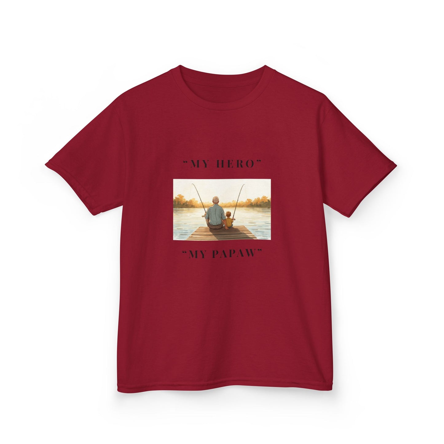 My Papaw My Hero Kids T-shirt | Fishing Boat Sunset, Grandpa Tribute