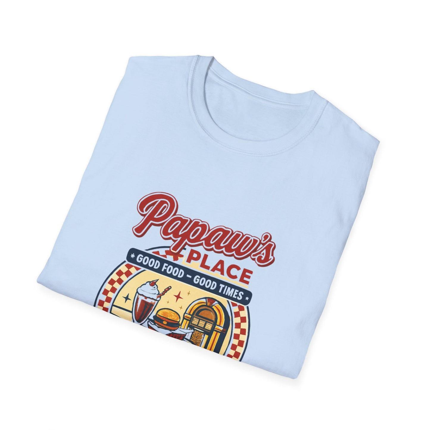 Papaw's Place Diner Scene T-Shirt | Retro Soda Fountain, Burger Counter
