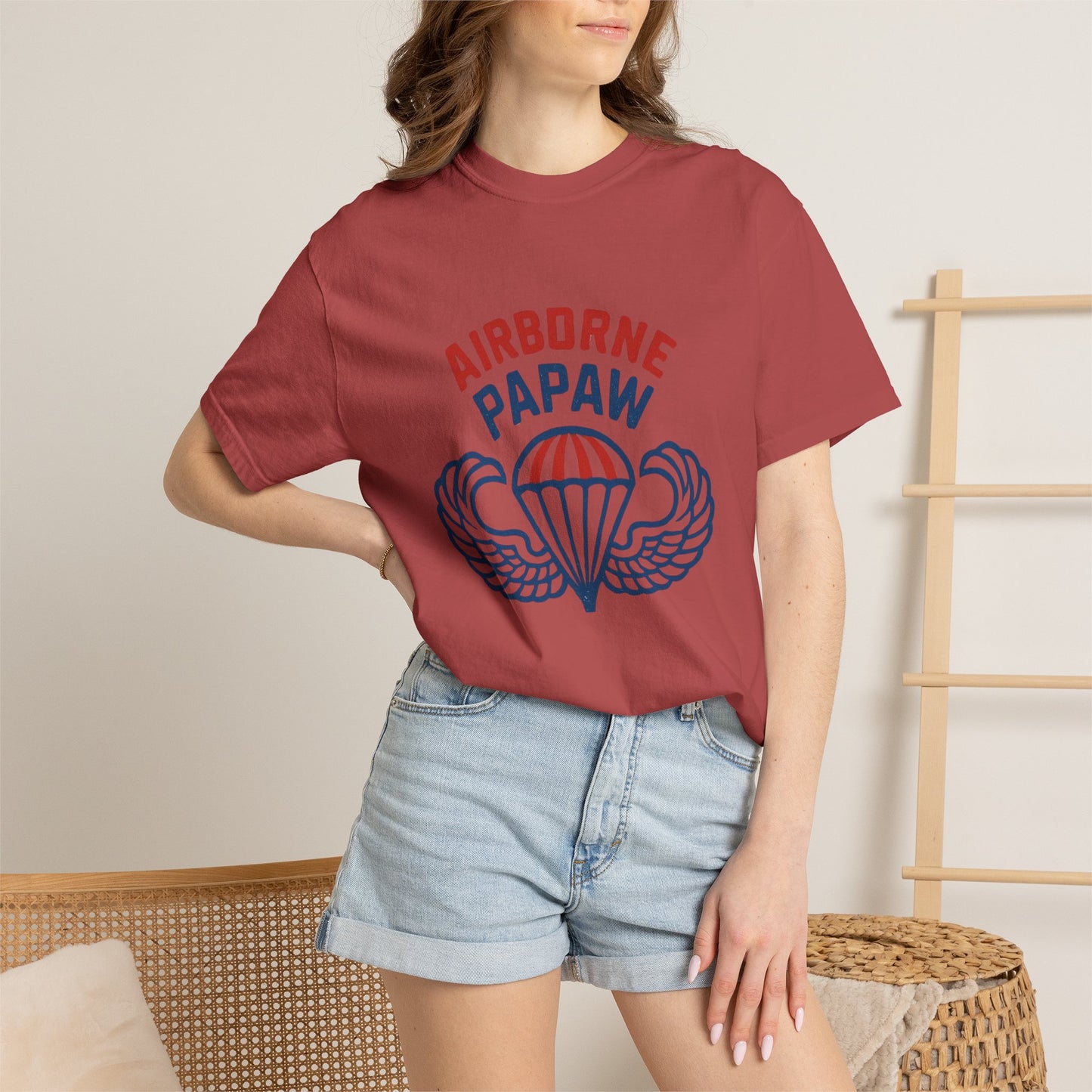 Airborne Papaw Parachute Wings T-shirt | Military Grandpa Veteran Tee