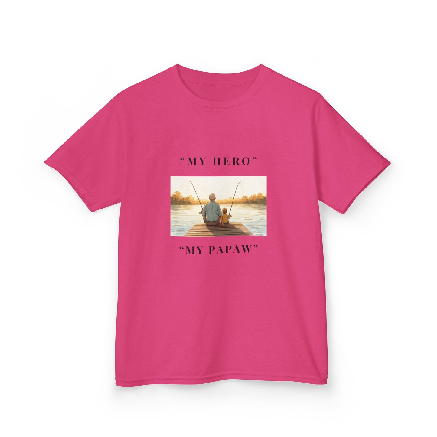 My Papaw My Hero Kids T-shirt | Fishing Boat Sunset, Grandpa Tribute