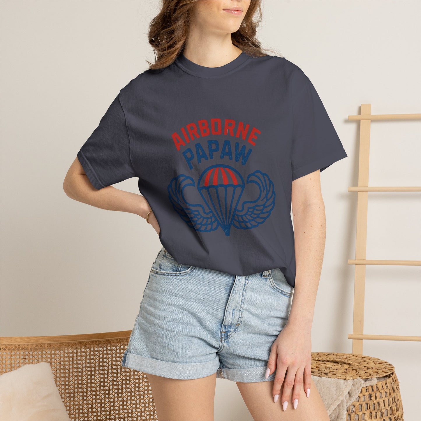 Airborne Papaw Parachute Wings T-shirt | Military Grandpa Veteran Tee